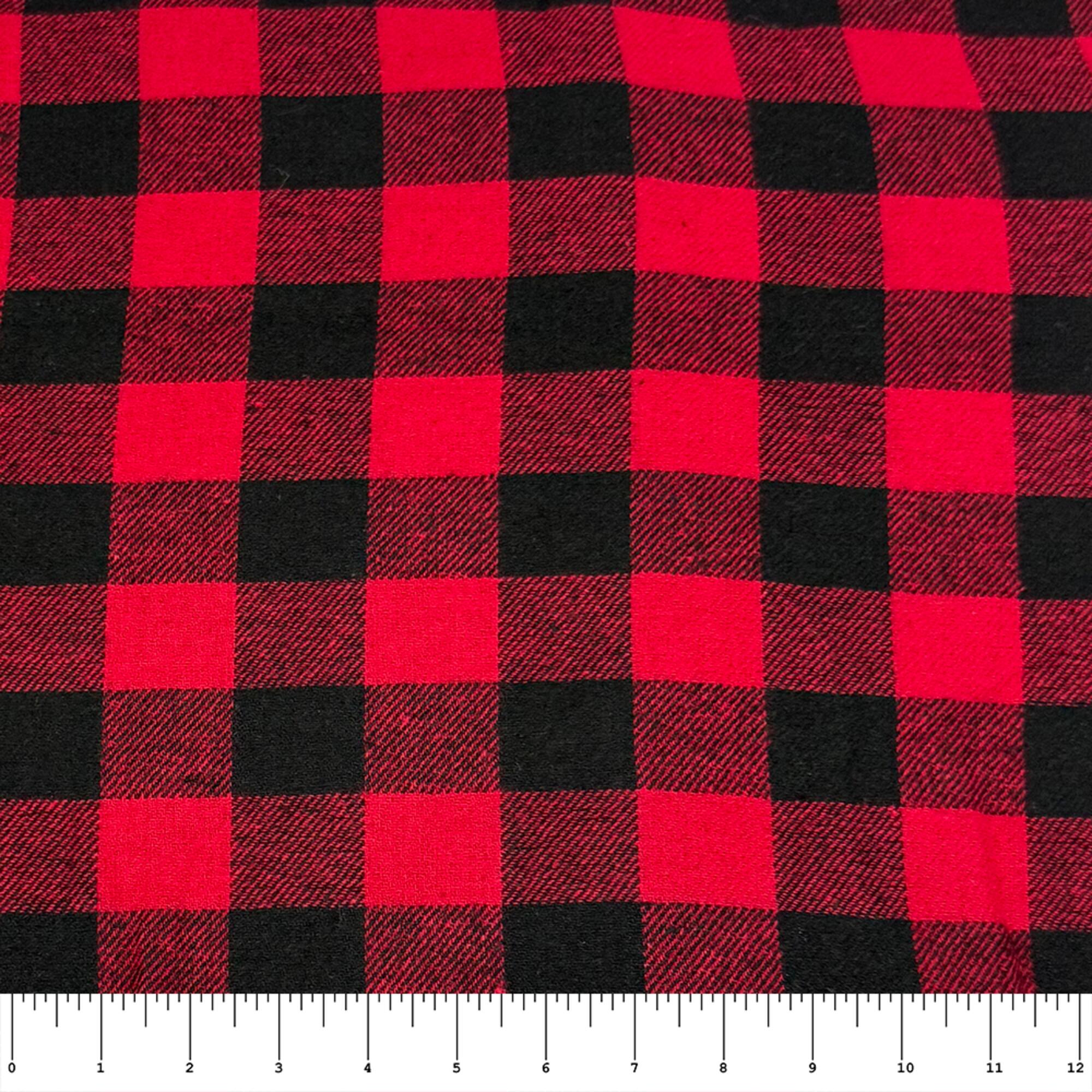 Feldman Red & Black Checker Yarn-Dyed Cotton Flannel Fabric